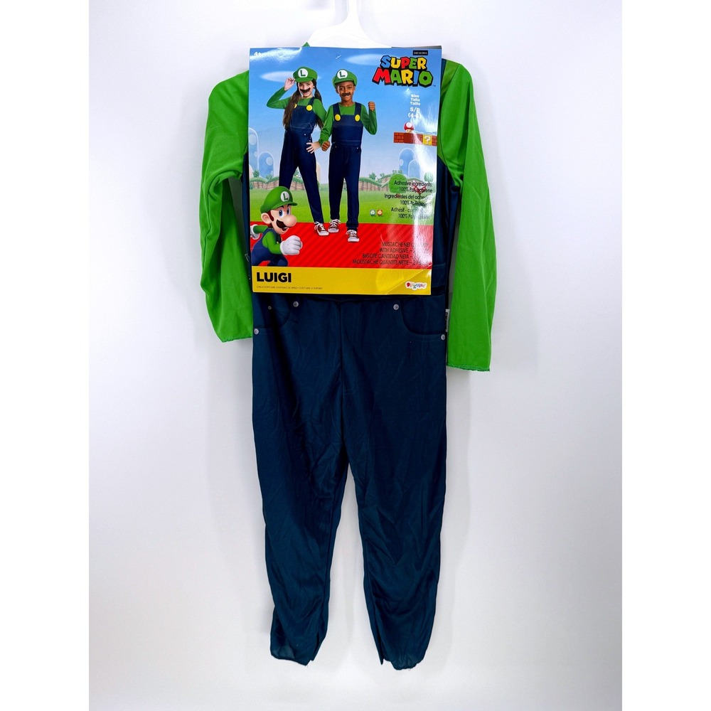 Nintendo Super Mario Luigi Child Costume Disguise Size S 4-6 Jumpsuit Hat Set